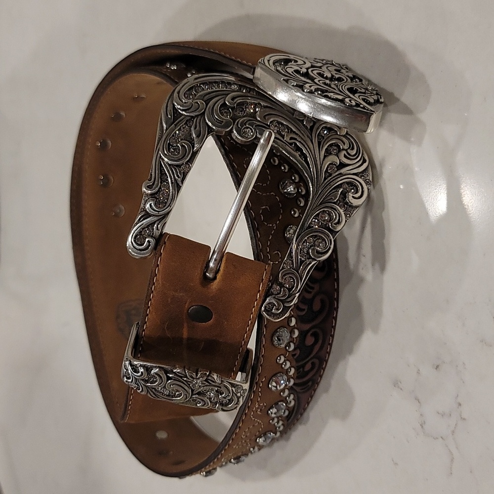 Tony Lama Kaitlyn Crystal Leather Western Belt